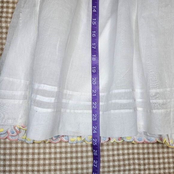 Leonarda Designs White Organza Overlay & Embroidered Cotton Puff Sleeve Dress - Picture 10 of 11